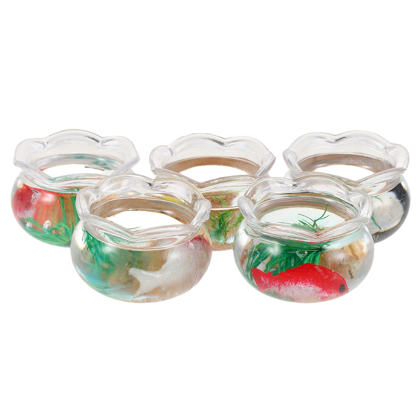 Aquarium Plants - 5 stuks mini-aquarium met realistische koi-vissen,
